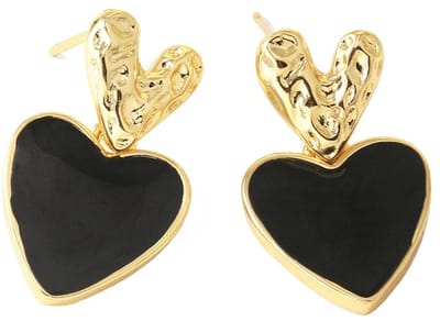 Oorbellen hartjes - zwart - 2,2 cm - dames – valentijn – cadeau