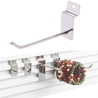 MTTproducts- Wandhaak 25 Stuks - 6 Inch Wandhaak - Roestvrij Staal - Max. Draagvermogen 1.5 kg - Glanzend Chroom - Voor Slat Wall Panel - Wandhaken