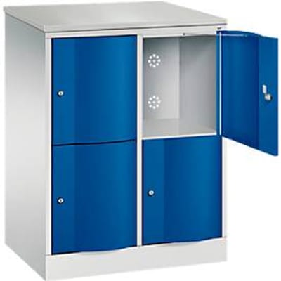 C+P Resisto lockerkast, 2 vakken, 4 vakken, B 772 x D 540 x H 1077 mm, lichtgrijs/ gentiaanblauw