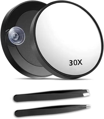 Vergrootspiegel Set - Make-up Spiegel - Gezichtsreiniging - 30x Vergroting - 8.9cm Diameter - Zwart
