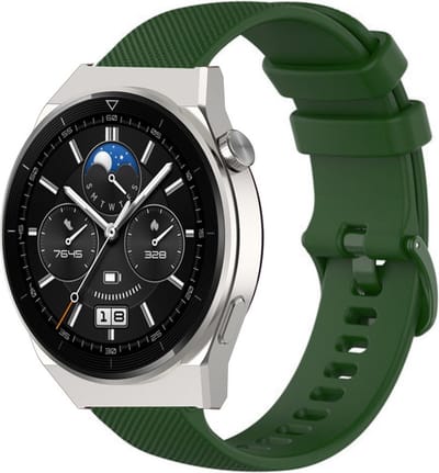 Strap-it Luxe siliconen smartwatch bandje - geschikt voor Huawei Watch GT 1 / GT 2 / GT 3 / GT 3 Pro / GT 4 46mm / GT 5 & 5 Pro (46mm) / GT 2 Pro / GT Runner / Watch 3 (Pro) / Watch 4 (Pro) / Watch Ultimate - donkergroen
