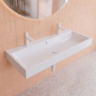 Kaldewei PURO wall-mounted washbasin 3167 with 2 tap holes, 120 cm 906806043001