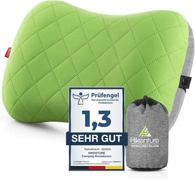 Opblaasbaar ergonomisch camping- en reiskussen met wasbare kussensloop - Comfortabel nekkussen voor onderweg