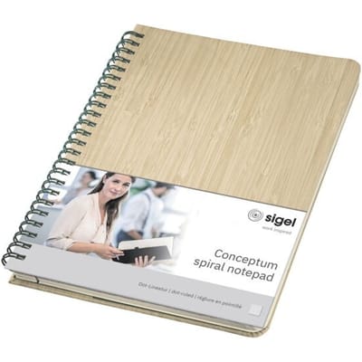 Sigel spiraal notitieboek - Conceptum Nature Edition - A5 - Bamboo - hardcover - 160 pagina's - dots - 80 grams papier - SI-CO672