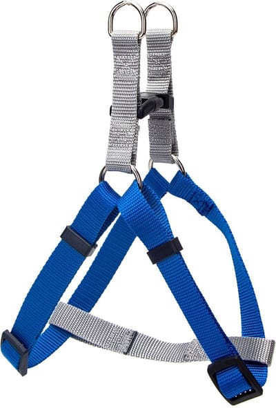 Nobleza Y Tuig kleine hond - Hondentuigje - Instaptuigje - Tweekleurig Fluorescerend - Maat S - Blauw / Grijs