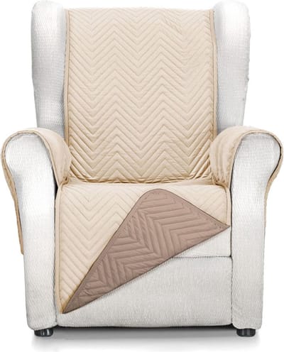 Universele 1-zits Fauteuilhoes Beige Leerlook met Volledige Pasvorm