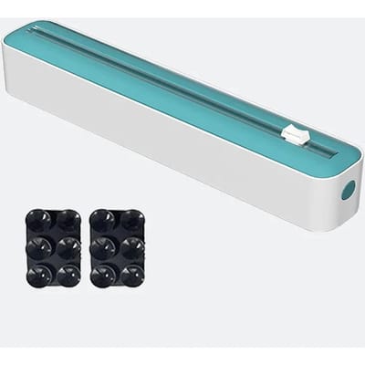 2-in-1 Plasticfolie Dispenser Voedsel Vershoudfolie Snijder Folie Opbergdoos Aluminiumfolie Stretchfolie Snijder Keukenaccessoires groen