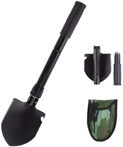Dailygoods- Vouwspade Premium - Veldspade - Inklapbaar - Hoogwaardig Gelegeerd Staal - Multifunctioneel - Inclusief Kompas - Schep
