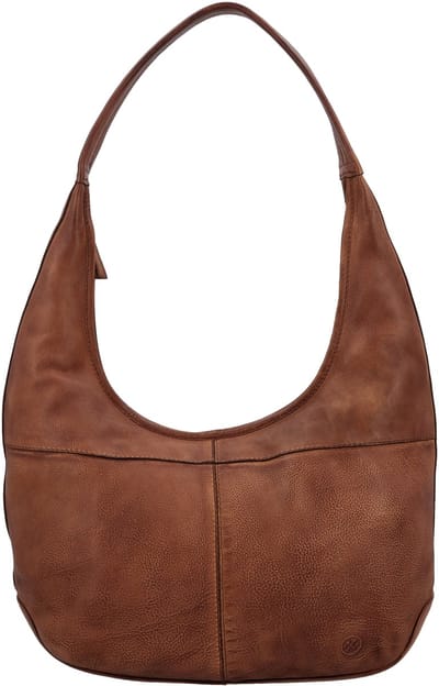Hide & Stitches Paint Rock Schoudertas - Buideltas - Leer - Telefoonvak - Ritssluiting - Leren Dames Tas - Cognac