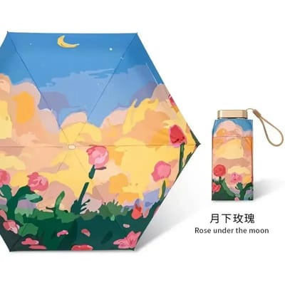 Zonnebrand Parasol: Handige Zesvouw Paraplu voor Buiten met UV-bescherming, Draagbare en Stijlvolle Dames Zonne-paraplu full-fiber&6K