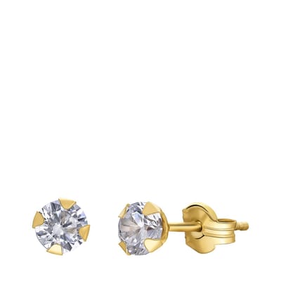 Lucardi Dames Oorknoppen met zirkonia 3mm - Oorbellen - Cadeau - 9 Karaat - Geelgoud