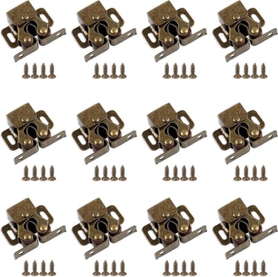 Meubelsnappers Kastdeuren - Kastsluitingen Deuropeners - Kasten Sluiten - Dubbele Rolsnappers - 32 x 27 x 12.5 mm - Brons