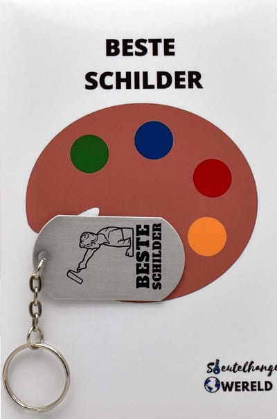 schilder Sleutelhanger inclusief kaart – schilder cadeau – schilder- Leuk kado voor je vriend om te geven - 2.9 x 5.4CM