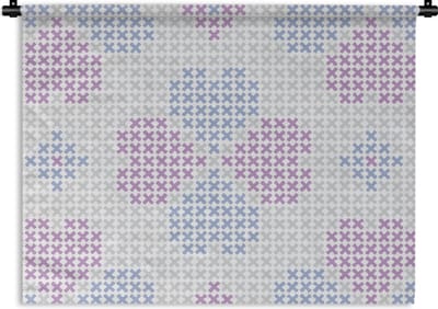 Wandkleed - Wanddoek - Klaver - Patronen - Paars - 60x45 cm - Wandtapijt