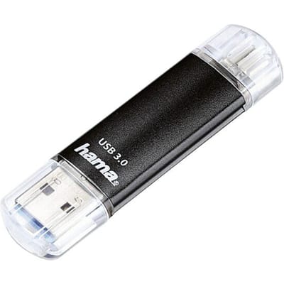 Hama FlashPen Laeta Twin USB-stick smartphone/tablet Zwart 64 GB USB-A 3.2 Gen 1, Micro-USB 2.0