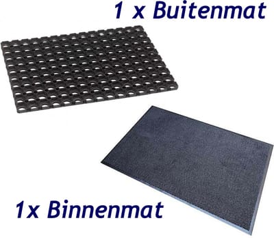 Benson Tweedelige mattenset - droogloopmat en rubberen ringmat - 40 x 60 cm