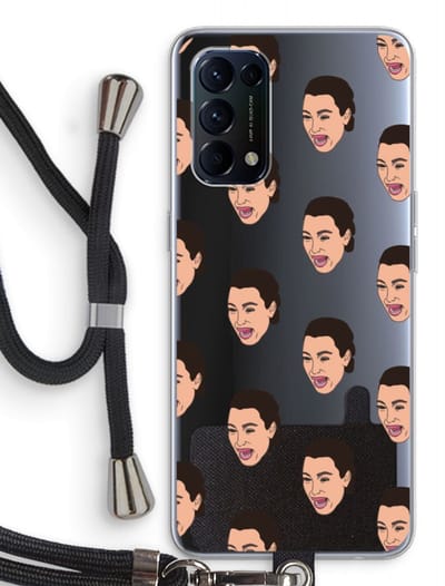 Case Company® - Hoesje met koord geschikt voor Oppo Find X3 Lite hoesje met Koord - Ugly Cry Call - Telefoonhoesje met Zwart Koord - Bescherming aan alle Kanten en Over de Schermrand