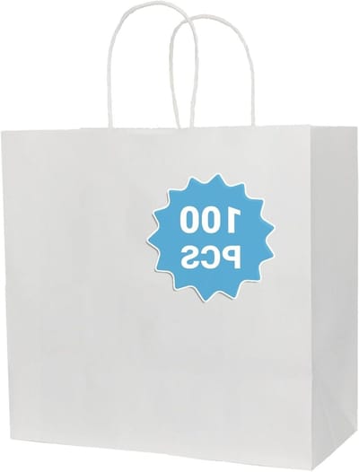 Cadeauzakjes Kraftpapier - Papieren Tassen - Feestelijke Geschenkverpakking - Versterkte Touwgrepen - 100 stuks - Wit