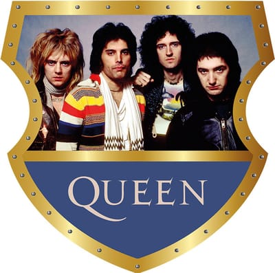 Signs USA - Muziek schild - boven recht - met Logo onder - Queen - Gold - 40 x 40 cm