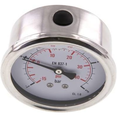 -1..3 Bar Glycerine Manometer Achteraansluiting RVS/Messing 63 mm Klasse 1.6 - ML-1363SHG