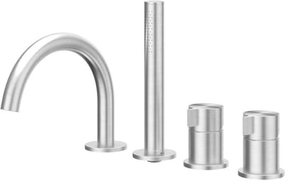 IVY Tribe Badrandcombinatie 4-Gats Mengkraan met Draaibare Uitloop en Uittrekbare Handdouche - Geborsteld RVS 316