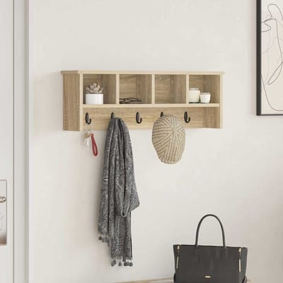 vidaXL - Wandgemonteerde - kapstok - Muurmontage - Sonoma - Eik - 75 - x - 16 - x - 26 - cm