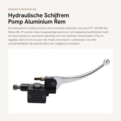 Dailygoods- Schijfrem Pomp Aluminium - Hydraulische Rem Koppeling - Hoofdcilinder - Rechtsboven - Compatibel met PX 125/200 Scooter - Rempomp