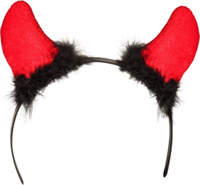Boland - Diadeem duivelhoorntjes Inferna Rood - Één maat - Volwassenen - Vrouwen - Halloween accessoire - Horror - Rode Duivels - Begie