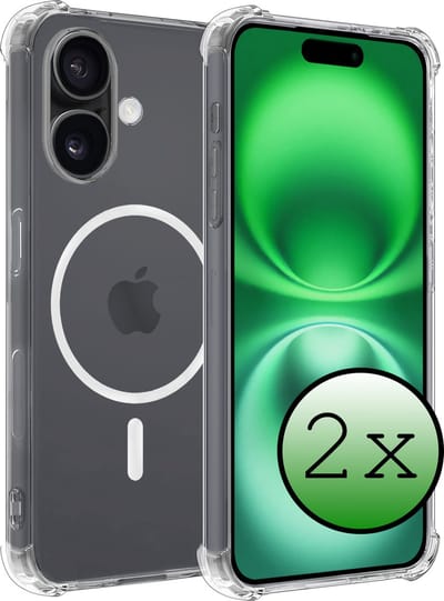 Hoesje 2 Stuks - Geschikt voor Apple iPhone 16 - Magsafe Compatible - Sterk & Shockproof - Back Cover - Shock Proof Case - Telefoon Hoes - Transparant