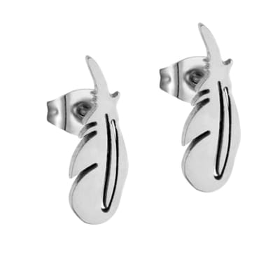 Aramat Jewels | Oorbellen | Stalen Oorbellen Veertjes Zilverkleur – 9x3mm | | | |3mm | Staal | Kinderen, Volwassenen | Verkleurd niet