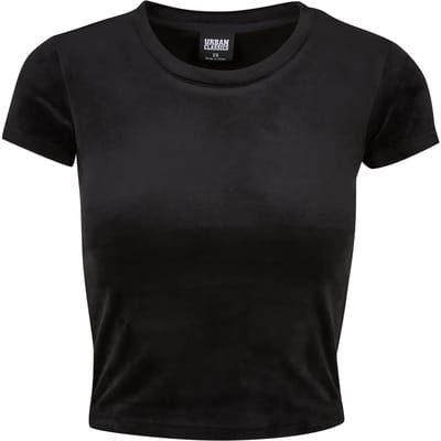 Urban Classics - Short Velvet tee Top - S - Zwart