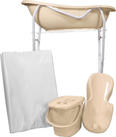 MamaLoes Beige Badset Incl. Witte Badstandaard