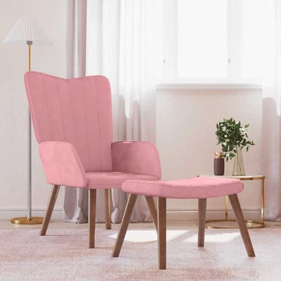 vidaXL - Relaxstoel - met - voetenbank - fluweel - roze