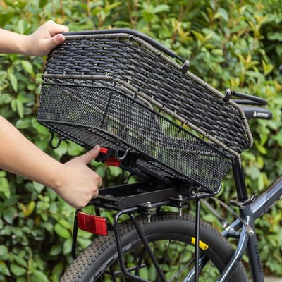 Grote achterfietsmand met snelkoppeling, bagagenet en waterdichte hoes