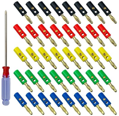 40 Stuks Premium 4mm Banaanstekkers - Vergulde Luidspreker Pluggen voor Audio Versterker