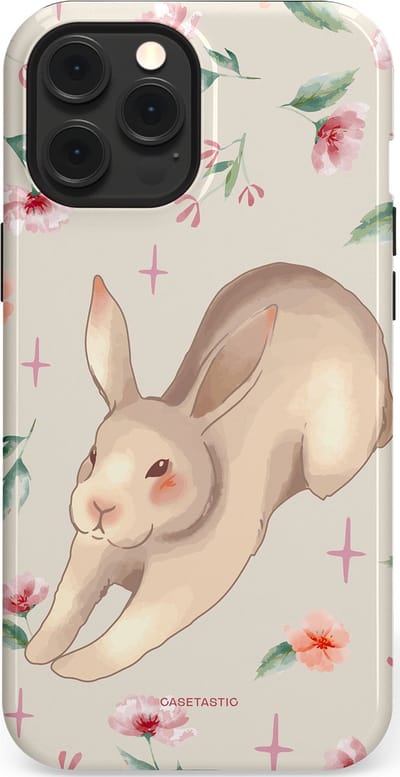 Casetastic Hoesje Geschikt voor Apple iPhone 12 Pro Max Magsafe - Stijlvolle Beschermende Duo-layer Case - Lief konijntje