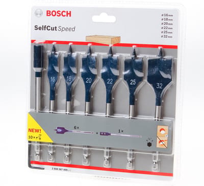 Bosch Flat Milling Drill Bit Set Self-Cut 16-32 mm 7 Bits