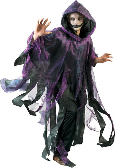 Funny Fashion Halloween verkleed cape/gewaad met kap - Spook/geest - Paars - Voor volwassenen