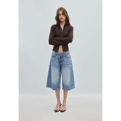 Stradivarius Getailleerde soft touch sweater met rits  Bruin XS