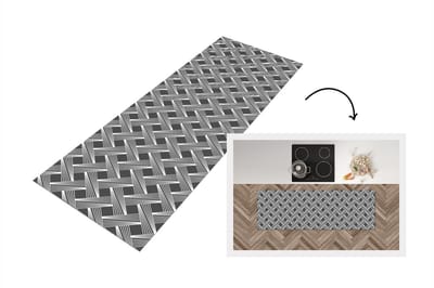 Keukenloper - Loper keuken - Patroon - Grijs - Geometrisch - 150x50 cm - Keukenloper vinyl