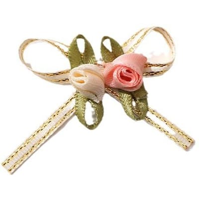 2 stuks Beige Mini Bloemen Strik Lintjes voor Cadeauverpakking en Knutselen, Cadeauverpakking Lint 2Pcs