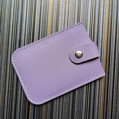 Porte-cartes coulissant Sac portable Multi-fentes ID et Cartes bancaires Cuir synthétique Étui à cartes de qualité violet
