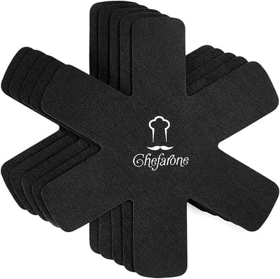 SnelShoppen - Pan Protectors 38 cm - Set van 5 Vilt Beschermende Pads - Antikras Beschermers voor Anti-aanbak en Keramische Pannen - Zwart voor Keuken