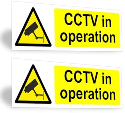 CCTV In Operatie Bord - 15 cm x 5 cm - Zelfklevende Waarschuwingsstickers voor Beveiliging - Indoor en Outdoor
