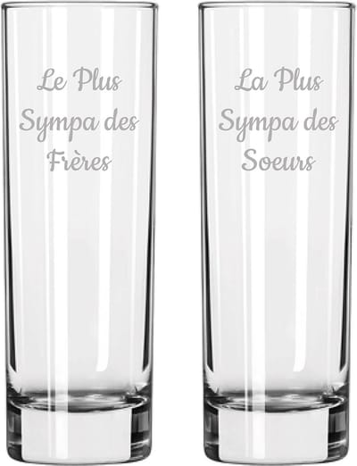 Longdrinkglas gegraveerd - 22cl - Le Plus Sympa des Frères & La Plus Sympa des Soeurs