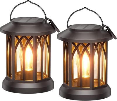 Zonnelantaarns Buiten - Hangende Solar Lampen - Tuin Decoratie - Verbeterde Zonnepanelen - 2 Stuks - Zwart