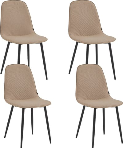 Colenis® - Milou Eetkamerstoelen - Set Van 4 - Taupe - Linnen Stof - Industrieel - Stoelen