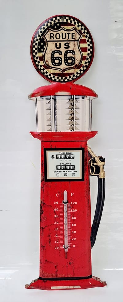 Blikken thermometer HK224t228 route 66 US voor binnen of buiten route 66 hoogte 48 cm - celsius en fahrenheit nostalgic vintage art