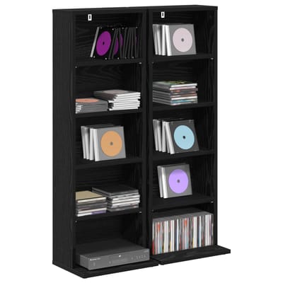 vidaXL - CD - Kast - 2 - st - Zwart - eiken - 33 - x - 23,5 - x - 97,5 - cm - Bewerkt - hout