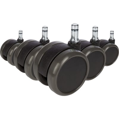 5x ROLO 10mm/65mm Harde bodem - Bureaustoelwielen Zwart